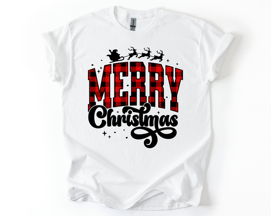 Merry Christmas Buffalo Plaid T Shirt