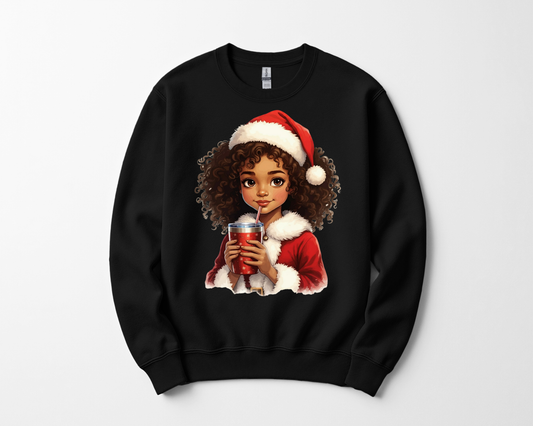 Animated Little Girl Santa Hat & Cup