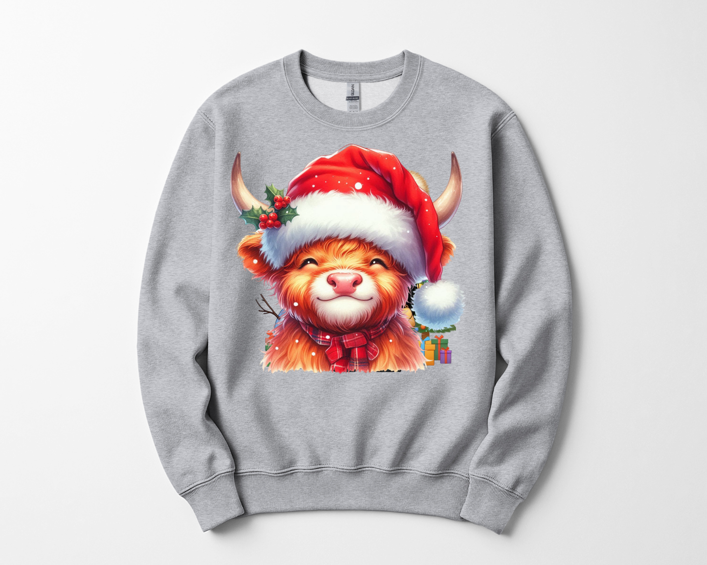 Baby Highland Cow Santa Hat Sweatshirt